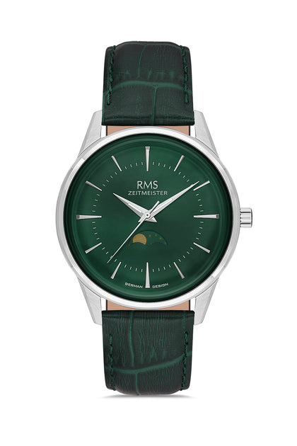 RMS Zeitmeister Green Dial Silver Plated Men's Watch - Green Genuine Leather Strap - RMS.1.AG2194.99