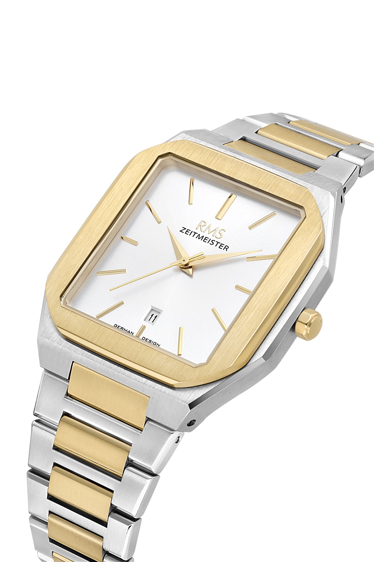 RMS Zeitmeister RMS.1.AG2181.40 men's watch with white dial, two-tone case and stainless steel bracelet – view 3