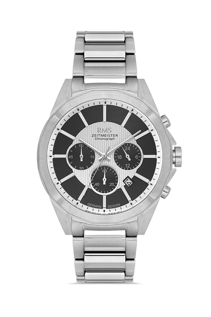RMS Zeitmeister Silver Dial Silver Plated Men's Watch - Stainless Steel Bracelet - RMS.1.AG1577.01