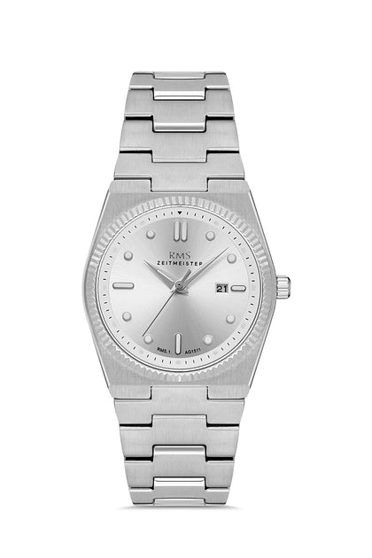 RMS Zeitmeister Silver Dial Silver Plated Women's Watch - Stainless Steel Bracelet - RMS.1.AG1511.01