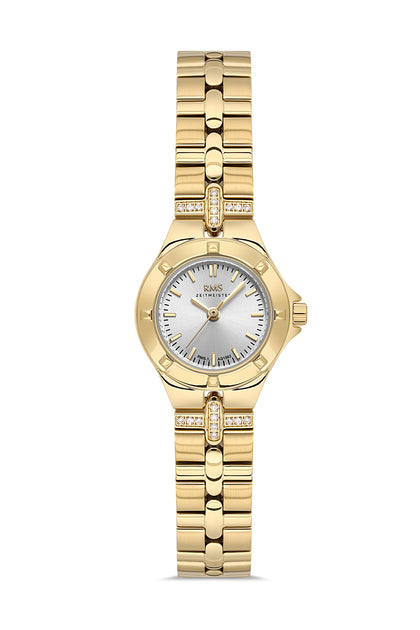 RMS Zeitmeister Silver Dial Gold Plated Women's Watch - Stainless Steel Bracelet - RMS.1.AG1562.06