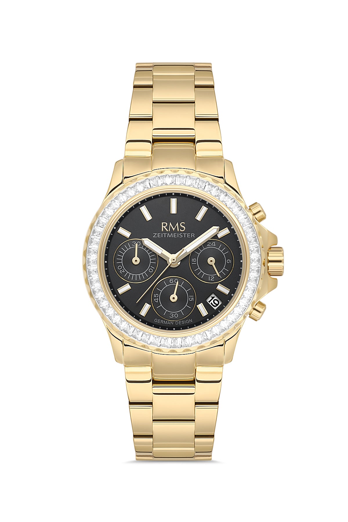 RMS Women's Black Dial Gold Multi Function Stainless Steel Watch - RMS.1.AG2169.22