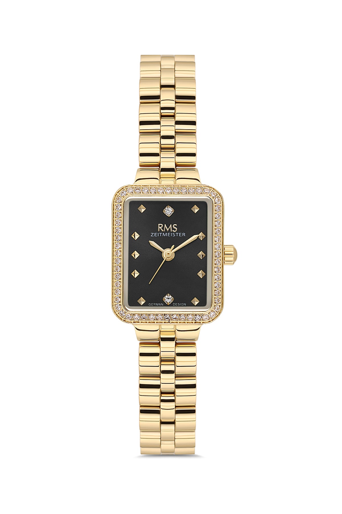 RMS Women's Black Dial Gold Stone Detailed Stainless Steel Watch - RMS.1.AG2225.22