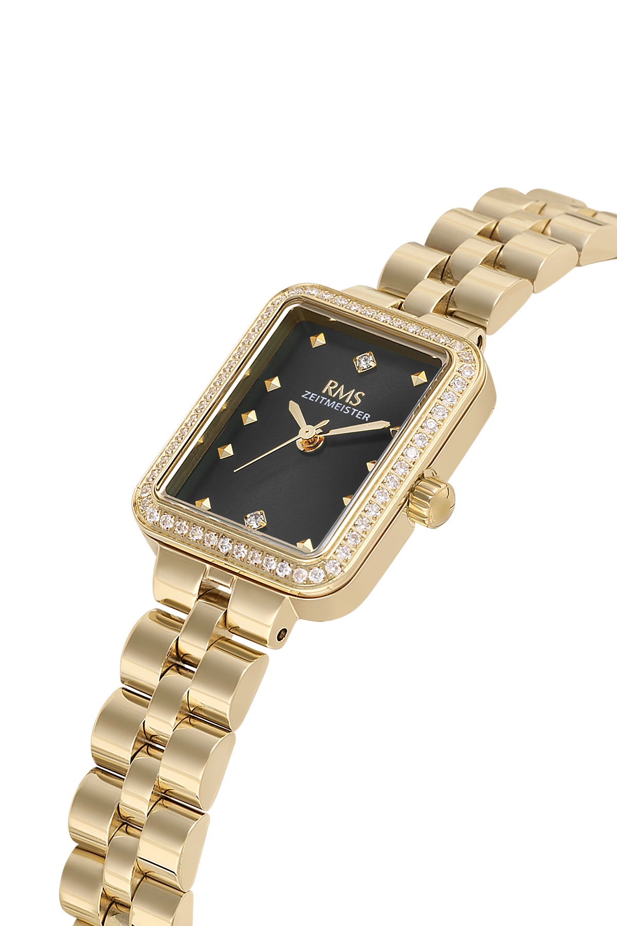 RMS Women's Black Dial Gold Stone Detailed Stainless Steel Watch - RMS.1.AG2225.22