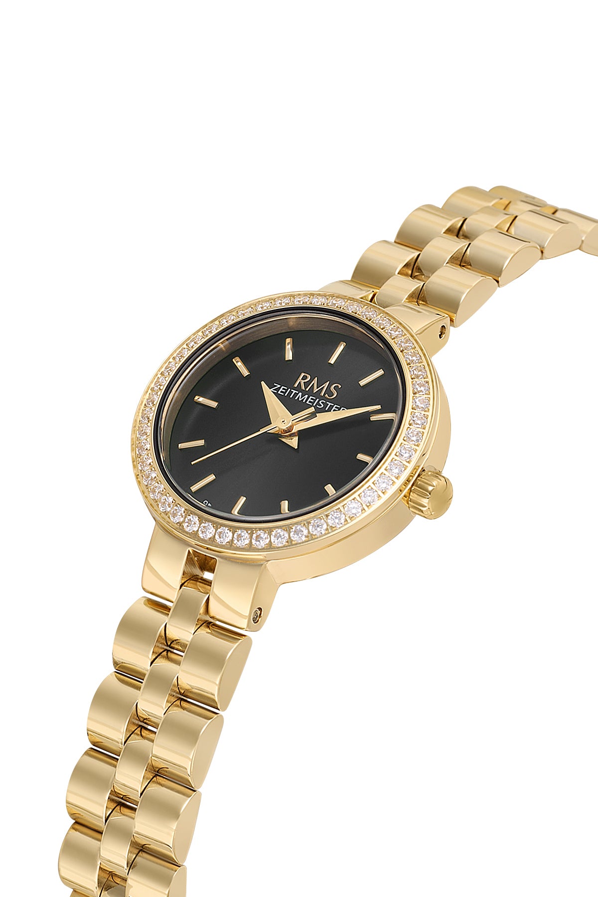 RMS Women's Black Dial Gold Stone Detailed Stainless Steel Watch - RMS.1.AG2226.22