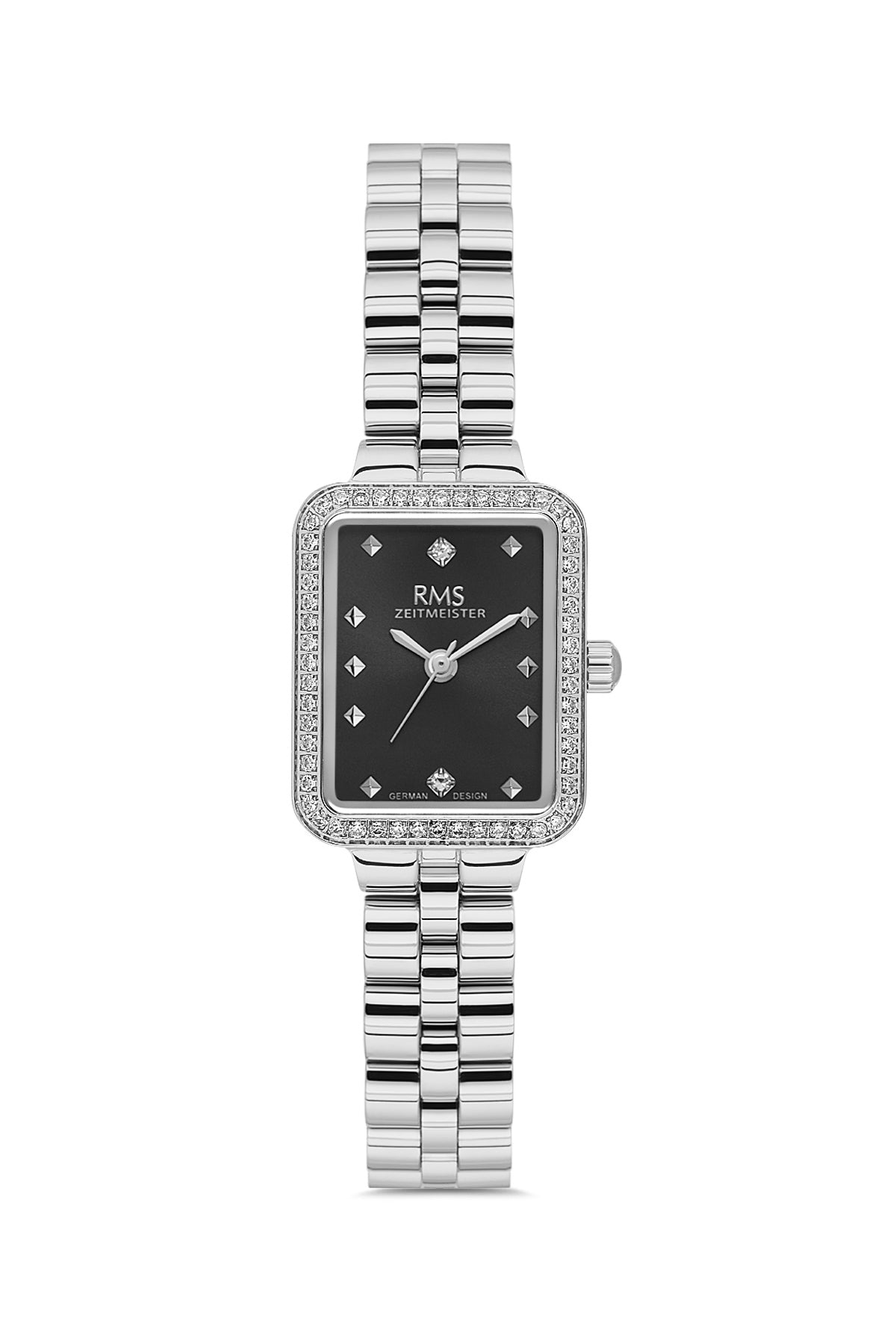RMS Women's Black Dial Silver Stone Detailed Stainless Steel Watch - RMS.1.AG2225.12
