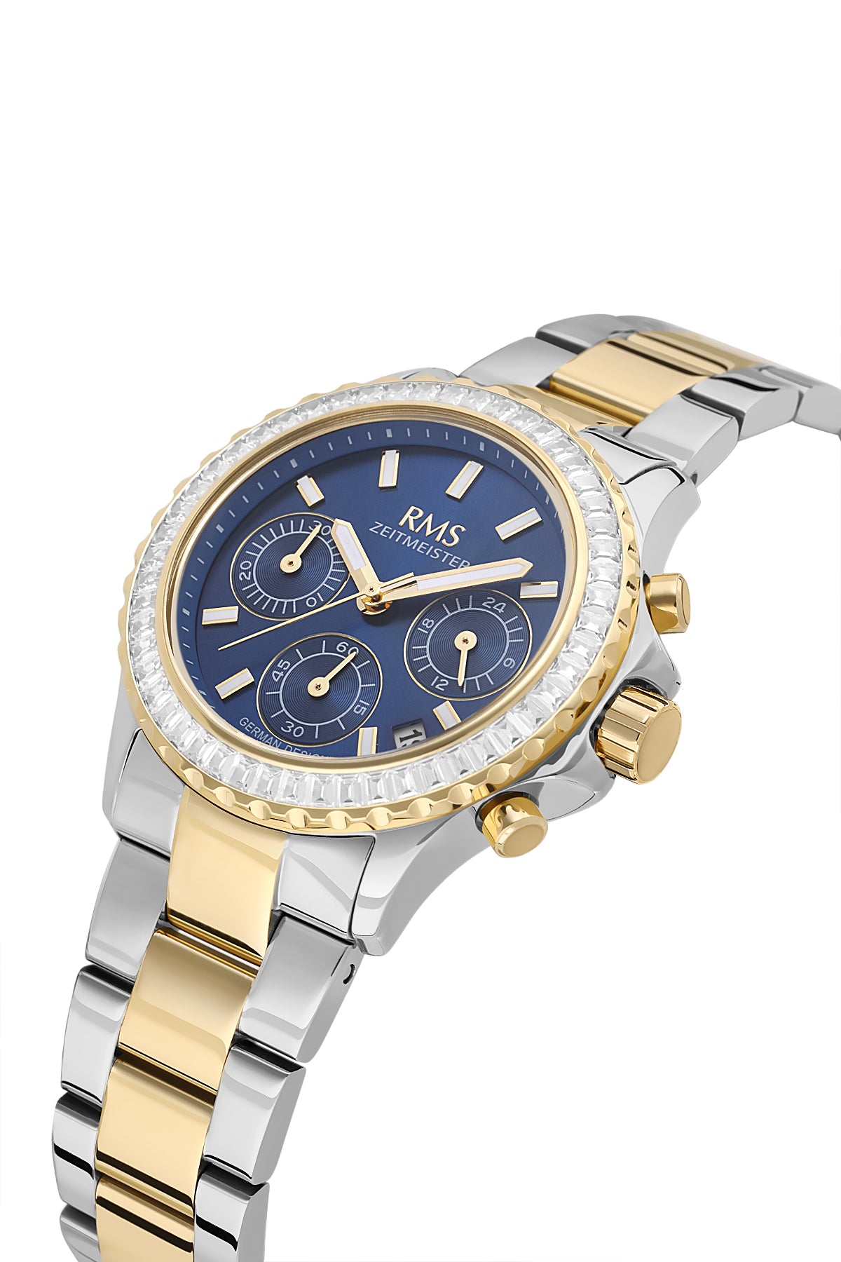 RMS Women's Blue Dial Gold & Silver Multi Function Stainless Steel Watch - RMS.1.AG2169.43