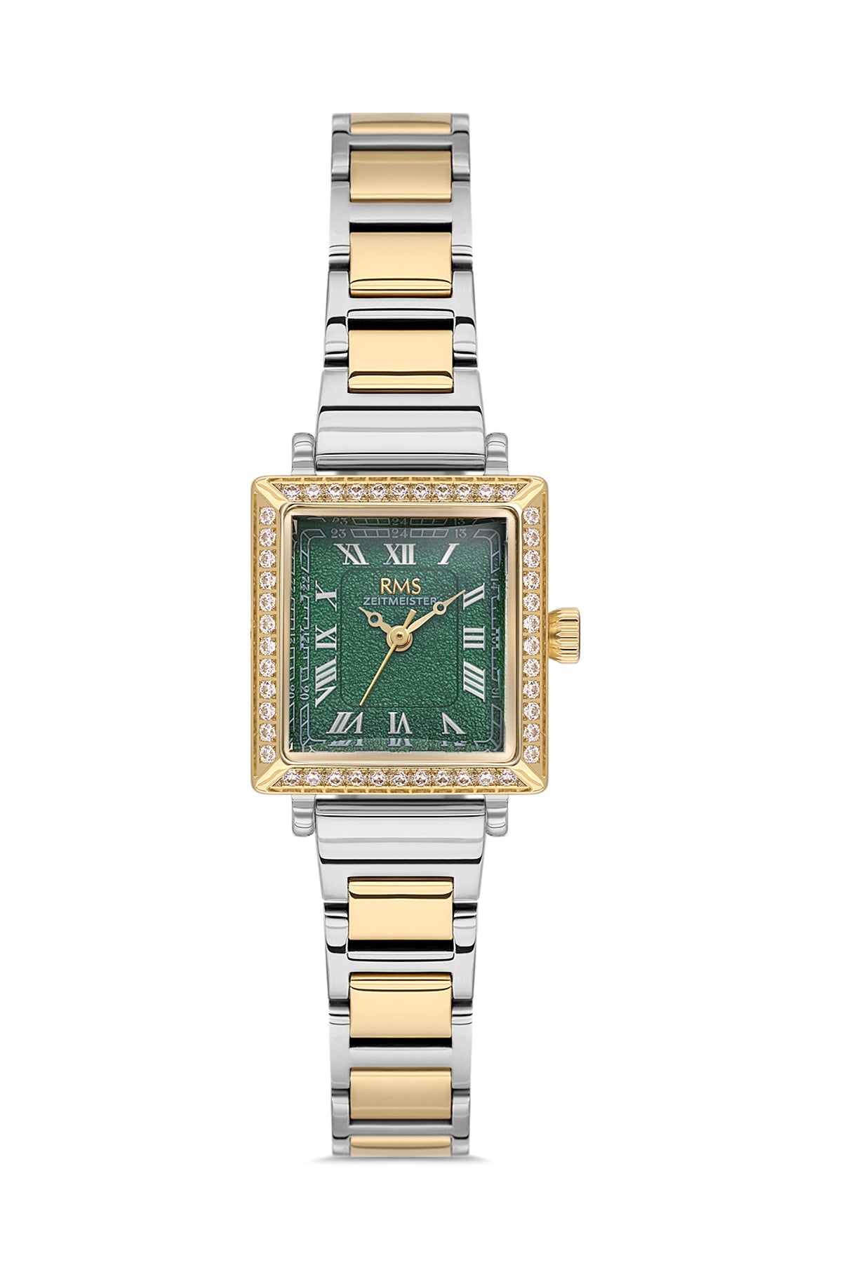 RMS Zeitmeister RMS.1.AG2167.49 women's watch with green dial, two-tone case and stainless steel bracelet
