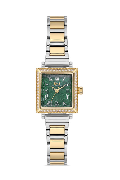 RMS Zeitmeister Green Dial Gold & Silver Plated Women's Watch - Stainless Steel Bracelet - RMS.1.AG2167.49