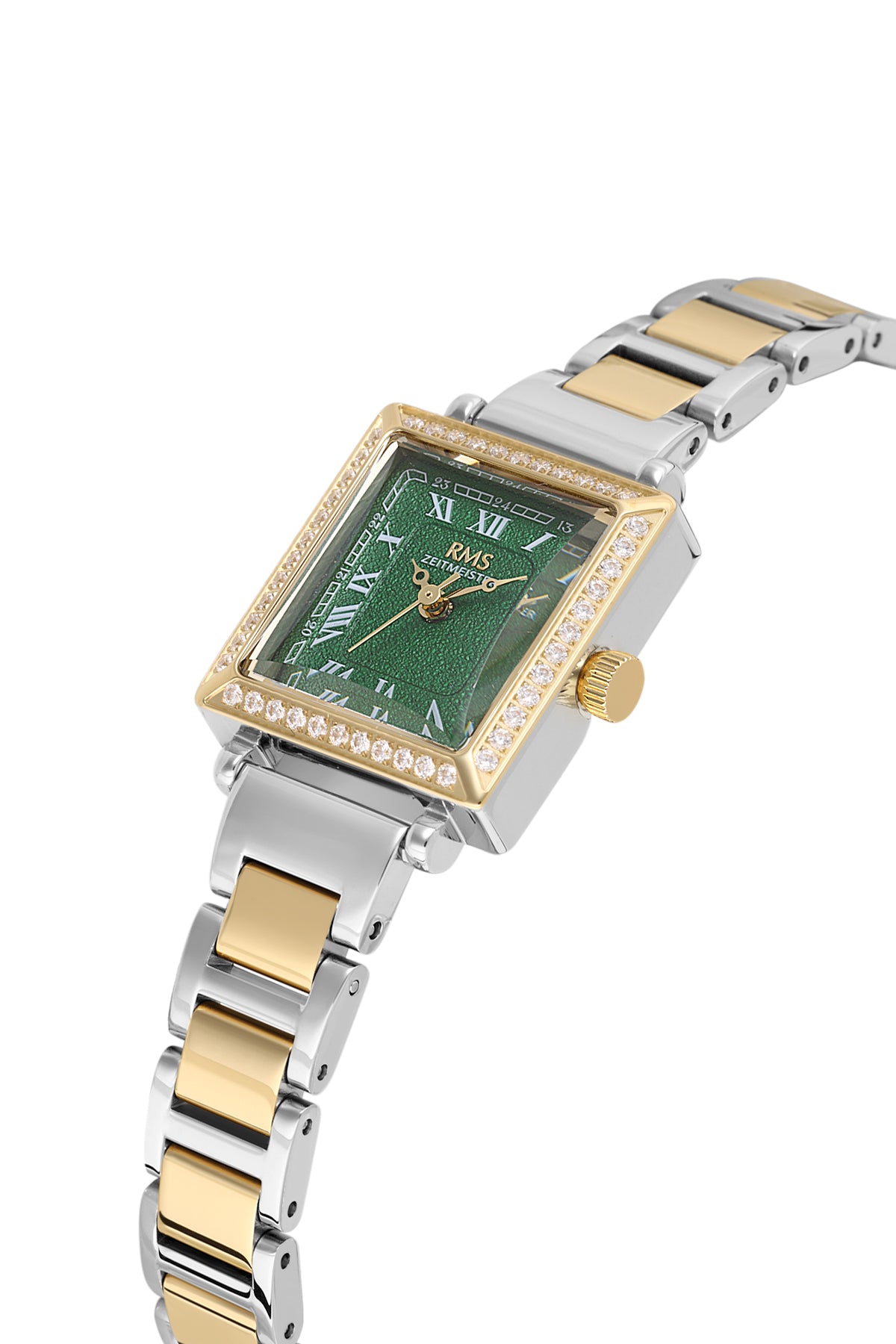 RMS Zeitmeister RMS.1.AG2167.49 women's watch with green dial, two-tone case and stainless steel bracelet – view 3
