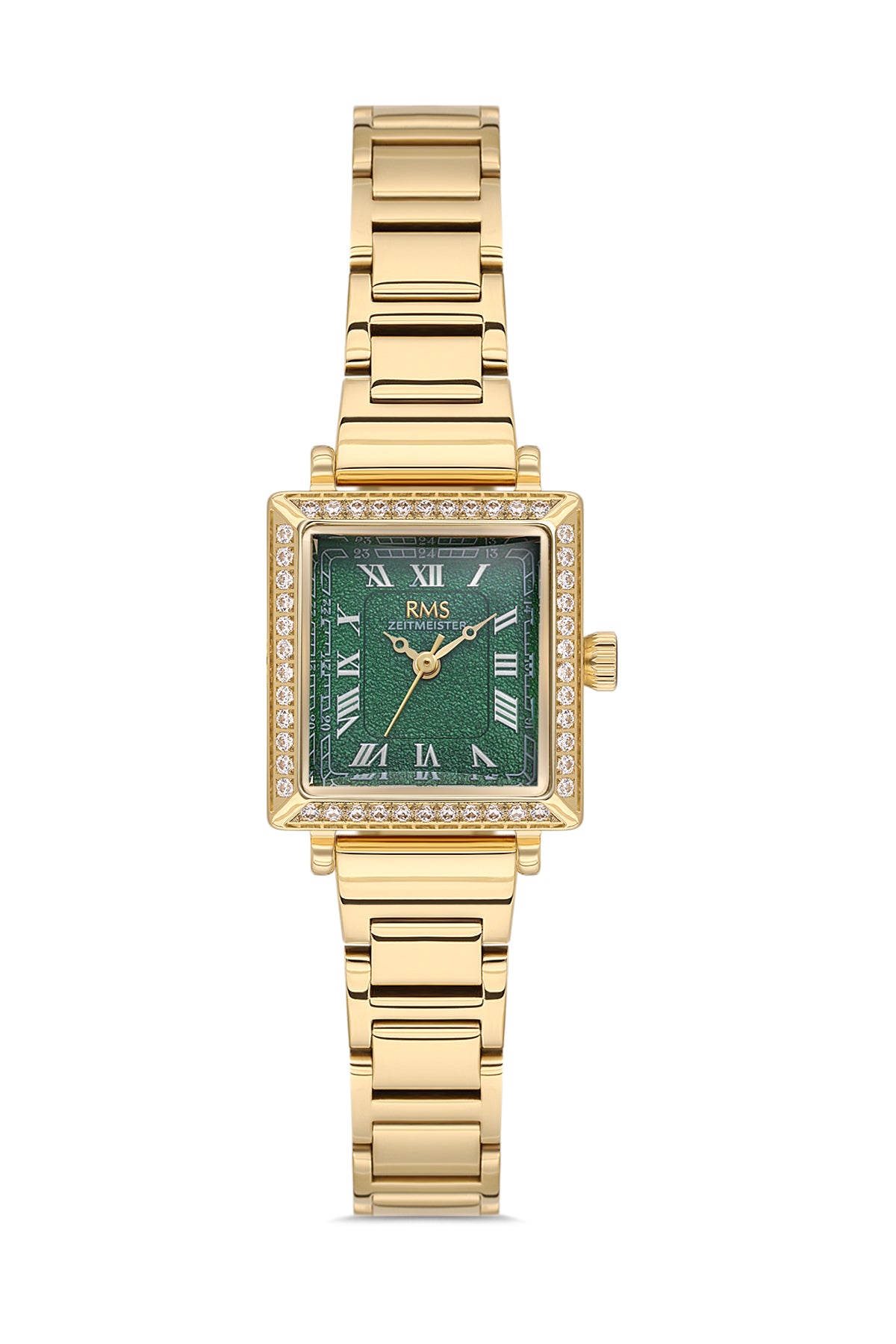 RMS Zeitmeister Green Dial Gold Plated Women's Watch - Stainless Steel Bracelet - RMS.1.AG2167.29