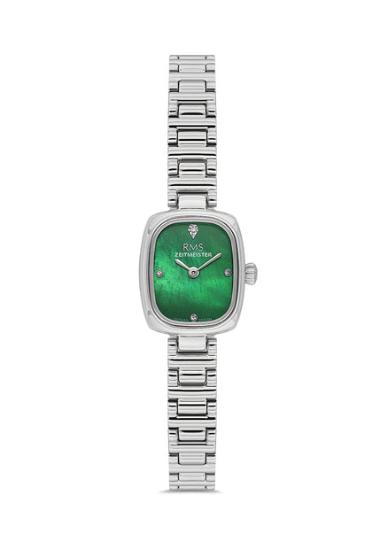 RMS Zeitmeister Green Dial Silver Plated Women's Watch - Stainless Steel Bracelet - RMS.1.AG2189.19