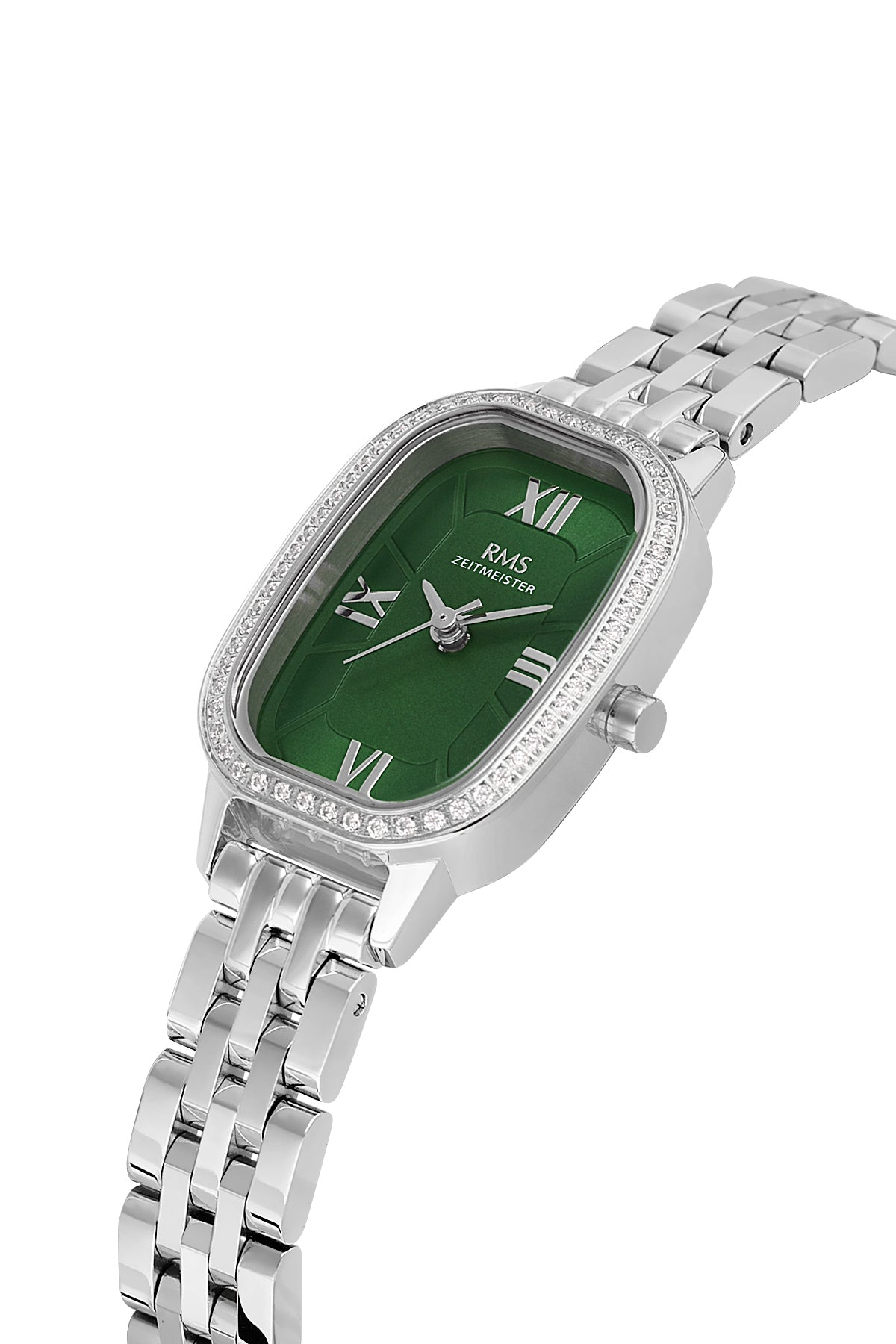 RMS Women's Green Dial Silver Stone Detailed Stainless Steel Watch - RMS.1.AG2158.19