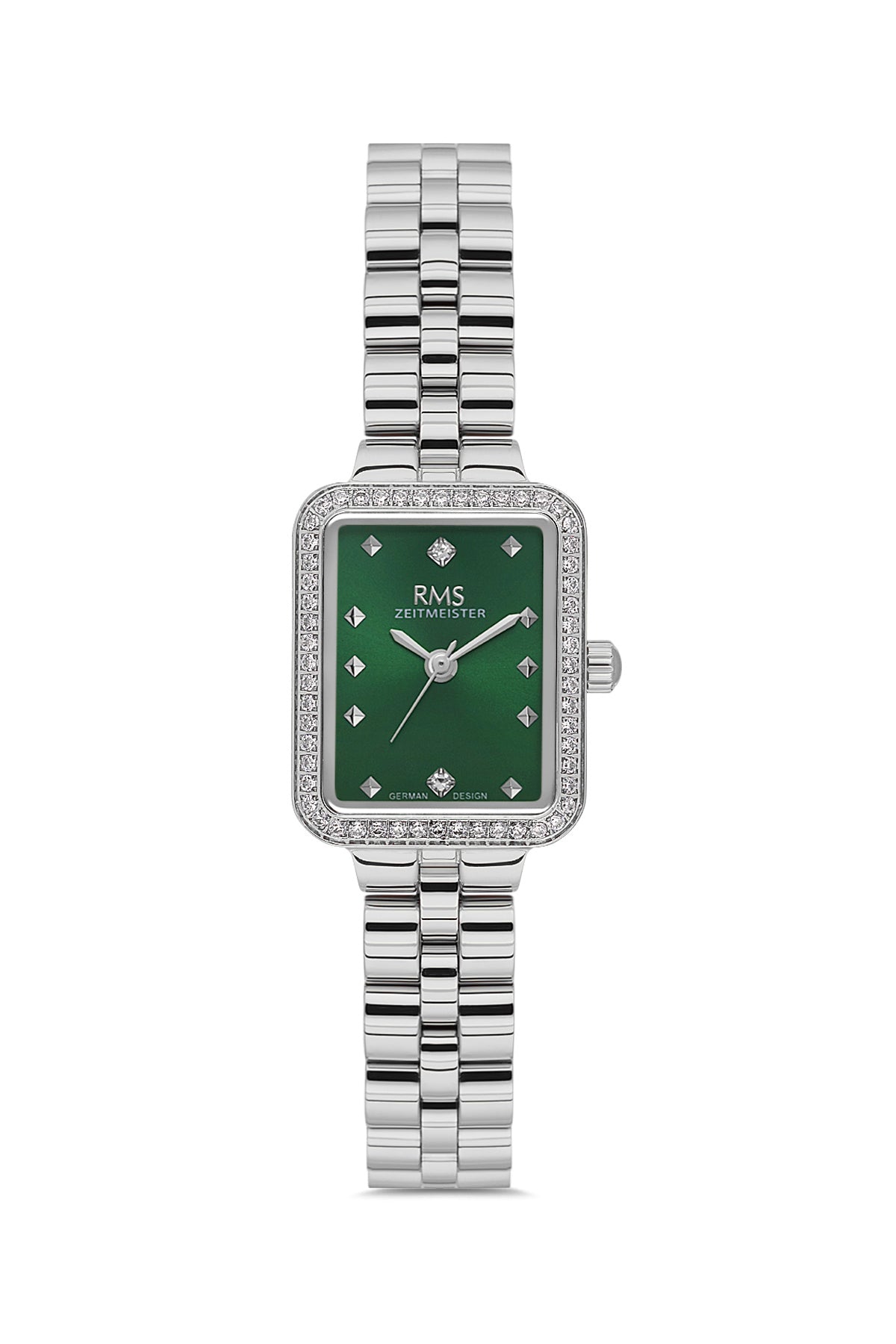 RMS Women's Green Dial Silver Stone Detailed Stainless Steel Watch - RMS.1.AG2225.19