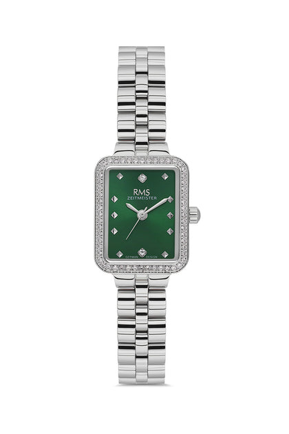 RMS Zeitmeister Green Dial Silver Plated Women's Watch - Stainless Steel Bracelet - RMS.1.AG2225.19