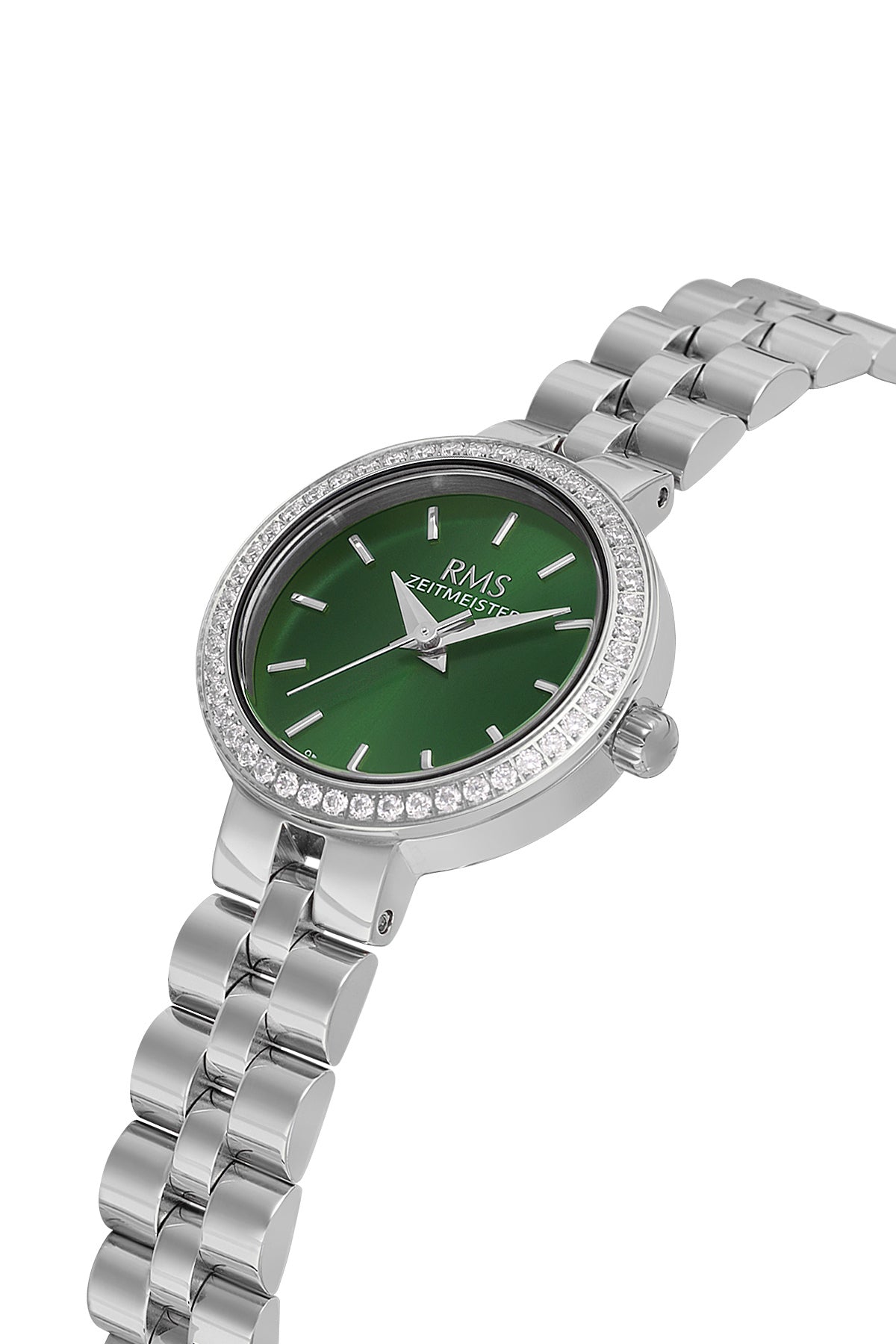 RMS Women's Green Dial Silver Stone Detailed Stainless Steel Watch - RMS.1.AG2226.19