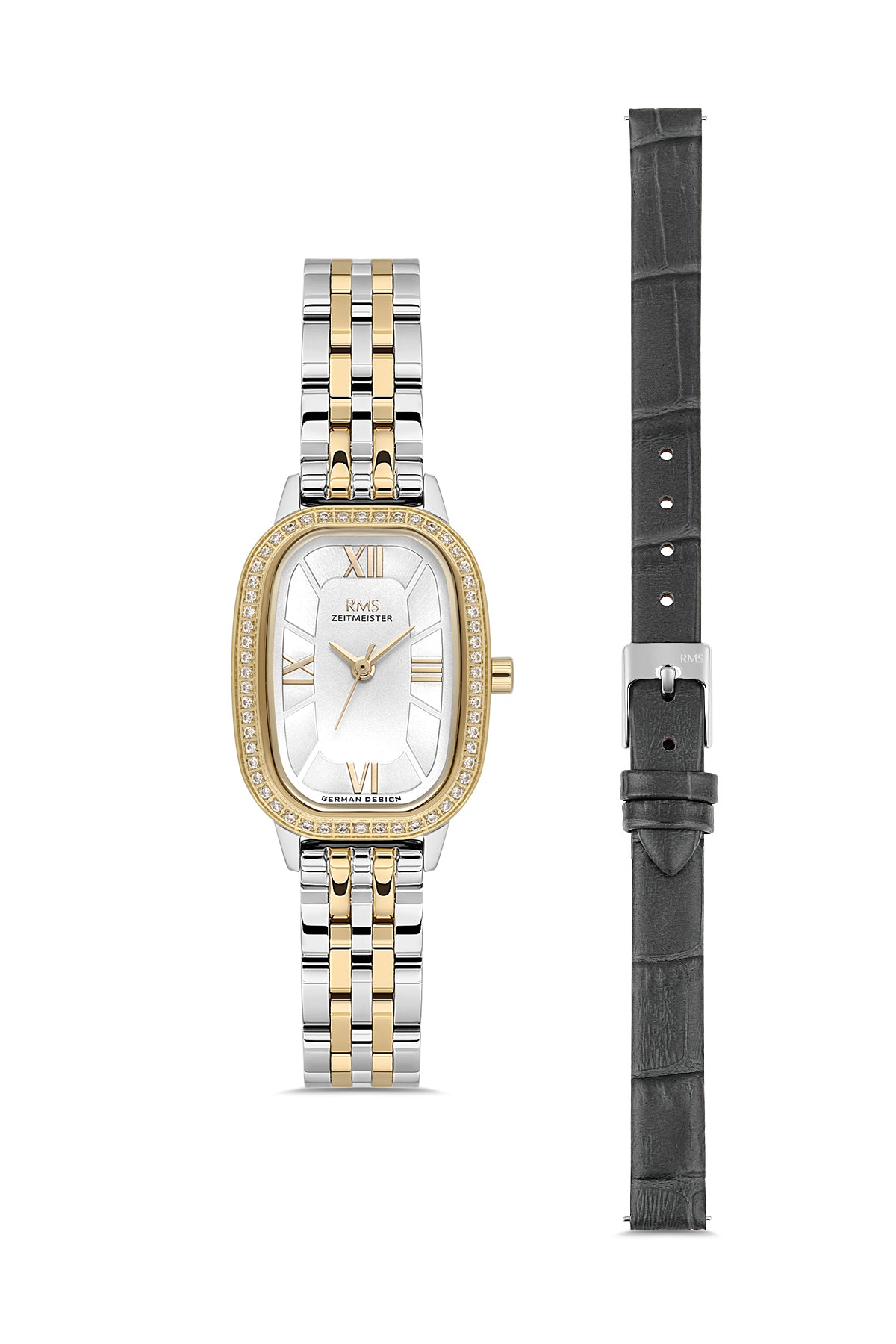 RMS Women's Silver Dial Gold & Silver Stone Detailed Stainless Steel Watch - RMS.1.AG2158.40