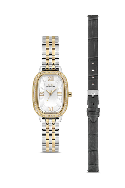 RMS Zeitmeister White Dial Gold & Silver Plated Women's Watch - Stainless Steel Bracelet - RMS.1.AG2158.40