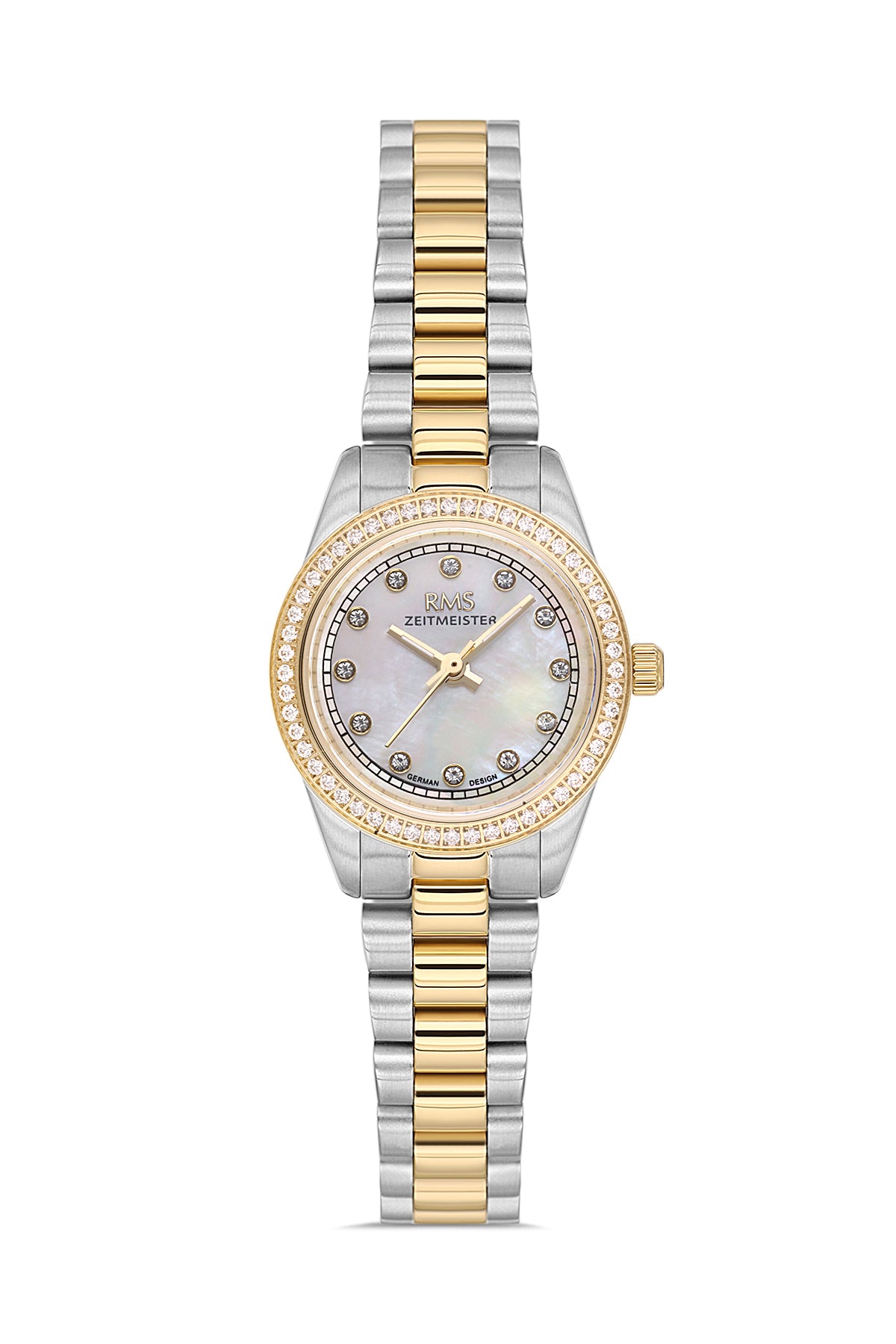 RMS Zeitmeister RMS.1.AG2163.40 women's watch with white dial, two-tone case and stainless steel bracelet