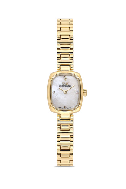 RMS Zeitmeister Silver Dial Gold Plated Women's Watch - Stainless Steel Bracelet - RMS.1.AG2189.20