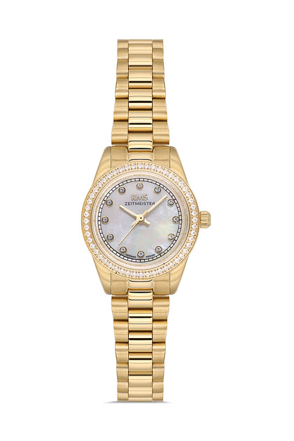 RMS Zeitmeister Silver Dial Gold Plated Women's Watch - Stainless Steel Bracelet - RMS.1.AG2163.20