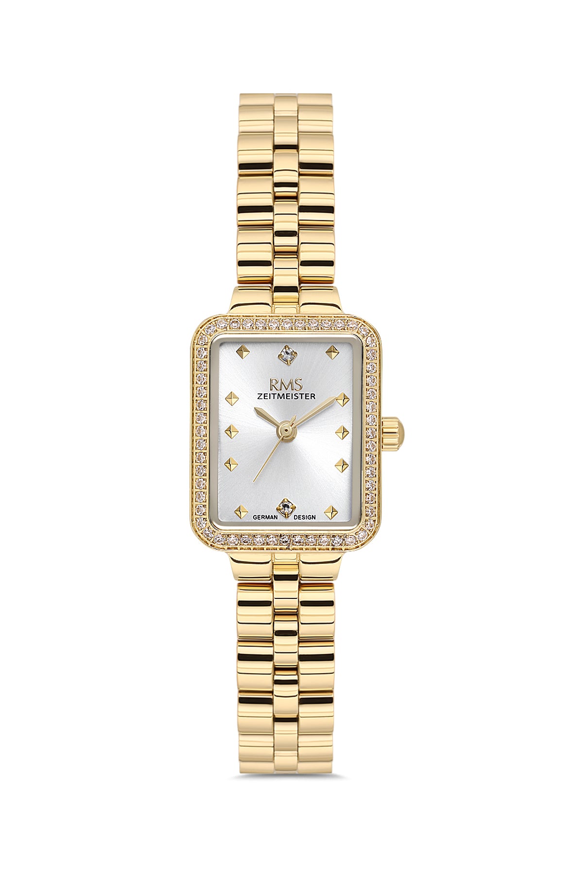 RMS Women's Silver Dial Gold Stone Detailed Stainless Steel Watch - RMS.1.AG2225.20
