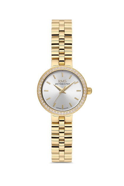 RMS Zeitmeister Silver Dial Gold Plated Women's Watch - Stainless Steel Bracelet - RMS.1.AG2226.20