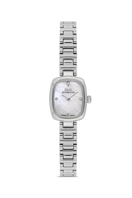 RMS Zeitmeister Silver Dial Silver Plated Women's Watch - Stainless Steel Bracelet - RMS.1.AG2189.10