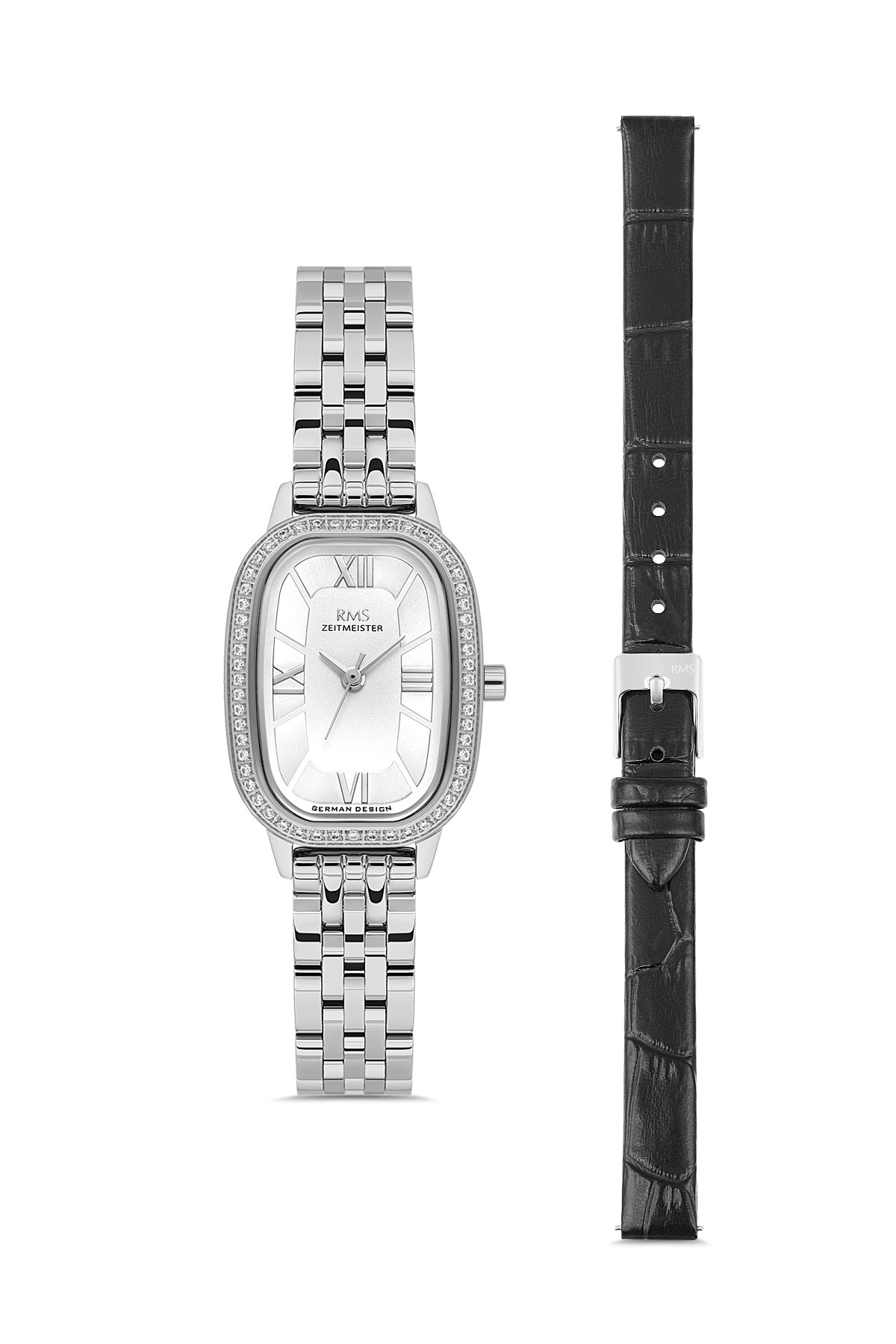 RMS Women's Silver Dial Silver Stone Detailed Stainless Steel Watch - RMS.1.AG2158.10