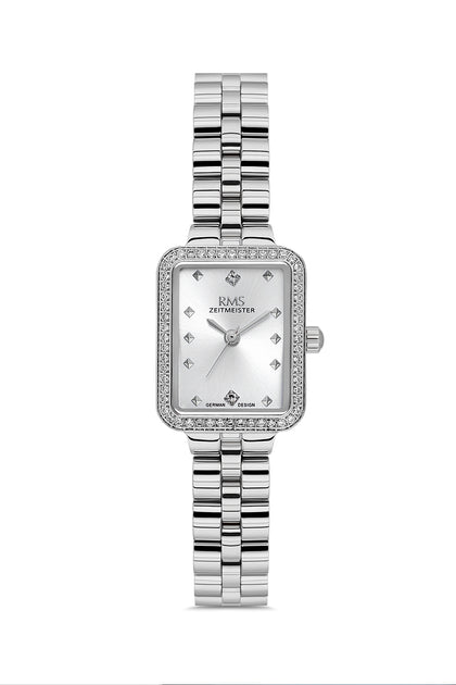 RMS Zeitmeister Silver Dial Silver Plated Women's Watch - Stainless Steel Bracelet - RMS.1.AG2225.10