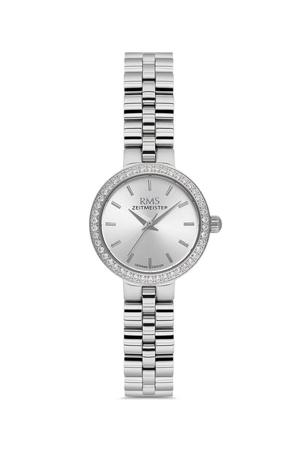 RMS Zeitmeister Silver Dial Silver Plated Women's Watch - Stainless Steel Bracelet - RMS.1.AG2226.10