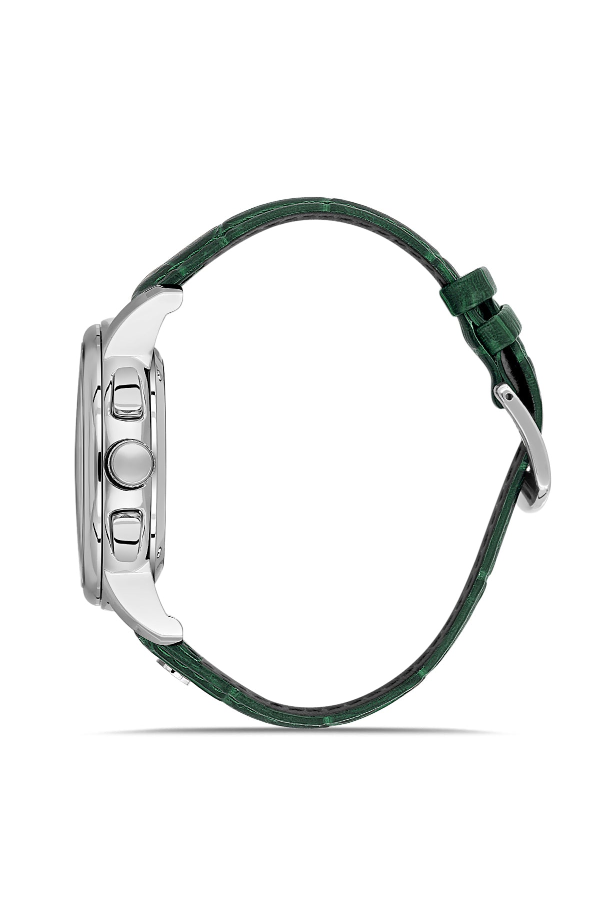 RMS ZEITMEISTER Herrenuhr – grünes Zifferblatt, Gehäuse in Silber, Echtlederarmband – RMS.1.AG1049.16